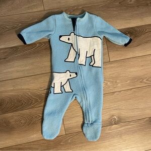 Monica + Andy Newborn Baby Blue Polar Bear One Piece Zip Up Footies